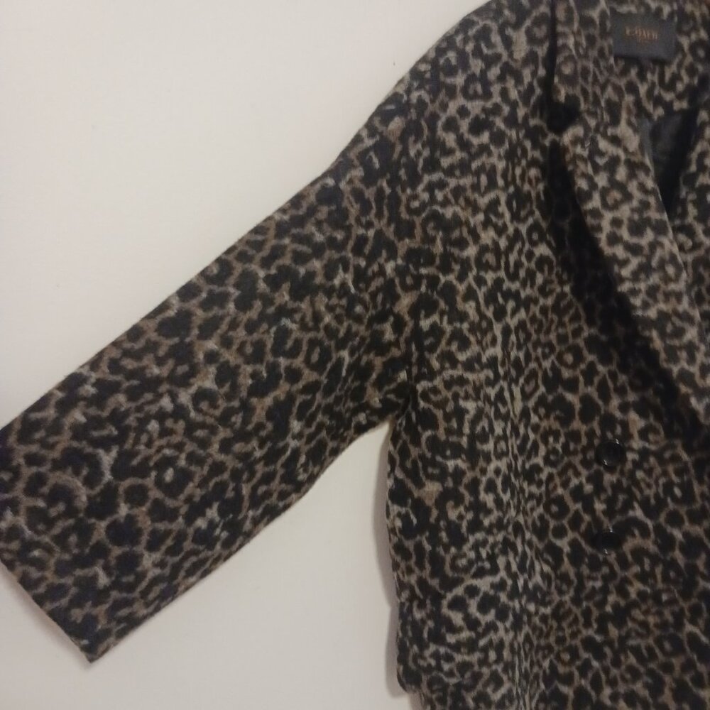 Coach Leopard Print Oversized Coat Size Large, Luxury, Wool Blend, Elevated - Picture 7 of 16